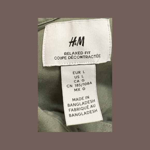H&M Shacket | Olive Green Cotton | Size L | Minimalist - Picture 3 of 4